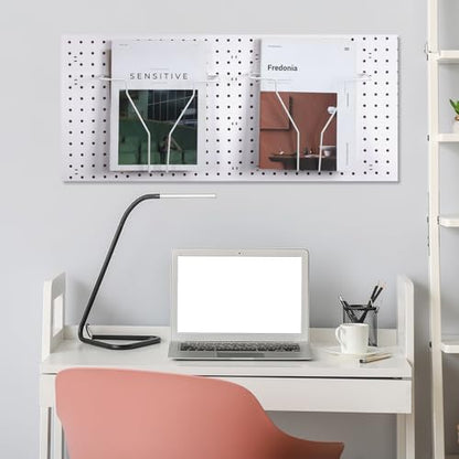 Wonderjune 4 Pcs Expandable Literature Display for Pegboard, White - color: White
