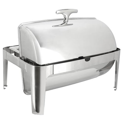 MegaChef 9.5 Quart Oblong Roll Top Stainless Steel Professional Kitchen Chafing Dish/Food Warmer/Buffet Server Serving Trays for Entertaining, Catering, Large Gatherings (9.5 Quart) - size: 9.5 Quart
