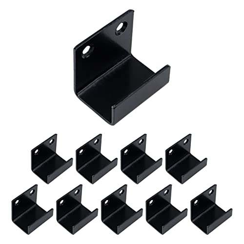 Coshar 10Pcs Tile Display Wall Hanger Thicken Stainless Steel Flat J Hook - size: 25mm Inner Width(Black)