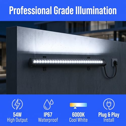 54W Wall Washer Light 40'' 6000K 120V IP67 Waterproof Plug-in - color: 6000K-Daylight-White, 54W, size: 40"