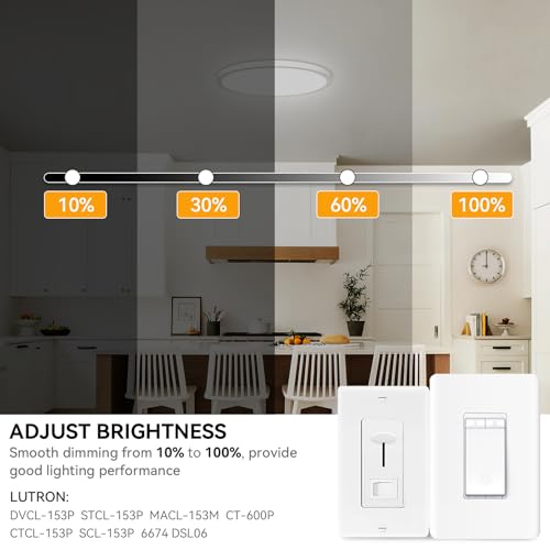 WKONCLDY 5CCT 3000k/3500K/4000K/5000k/6000k Selectable, Led Flush Mount Ceiling Light, 15.8 Inch 4800LM Round Modern Flat Panel,Super Slim for Living Dining Kitchen Bedroom Room - color: White, size: 16in-1Pack