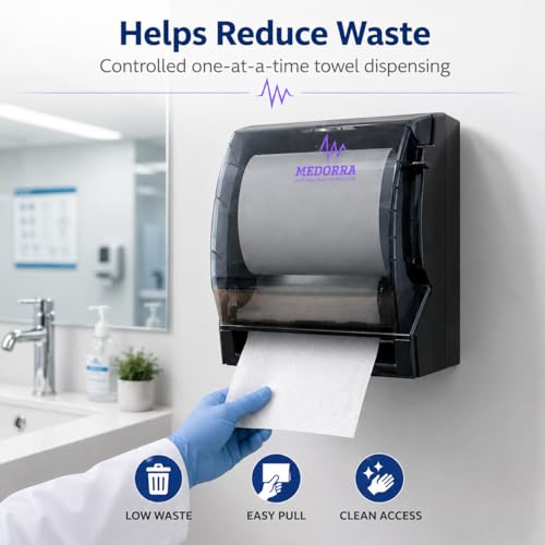 8 Inch Hardwound Paper Towel Dispenser, Wall Mount Commercial Roll Towel Holder, Touch-Free Paper Towel Dispenser for Restrooms, Bathrooms, Kitchens & Offices, Fits 350-1000 ft Rolls