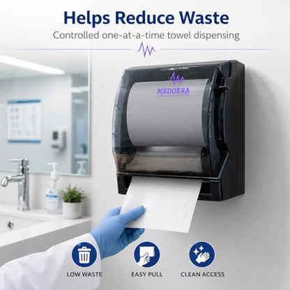 8 Inch Hardwound Paper Towel Dispenser, Wall Mount Commercial Roll Towel Holder, Touch-Free Paper Towel Dispenser for Restrooms, Bathrooms, Kitchens & Offices, Fits 350-1000 ft Rolls