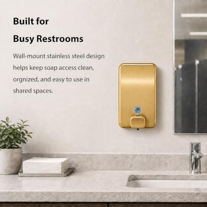 Commercial Wall Mount Soap Dispenser - Stainless Steel Bathroom Hand Soap 38.8oz Liquid - Anti-Leak Pump and Large Capacity Brushed Refillable - size: Vertical 42.4oz G