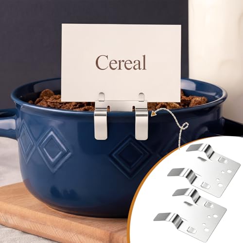30 Pack Stainless Steel Pan Clips, Metal Buffet Sign Holders