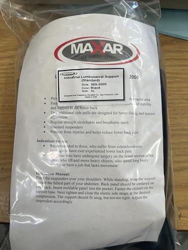 MAXAR Industrial Back Brace for Work, Adjustable Double Pull & Removable Suspenders/Straps, Ideal for Lumbosacral Back Pain Relief & Heavy Lifting, 8" Wide, Unisex (Black, X-Large) - size: X-Large