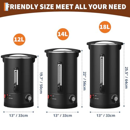 100-Cup (14L/3.8 Gal) Commercial Coffee Urn – Stainless Steel Double-Wall Insulated Hot Beverage Dispenser for Catering, Buffet, Wedding & Office – Black - size: 100 Cups/14L
