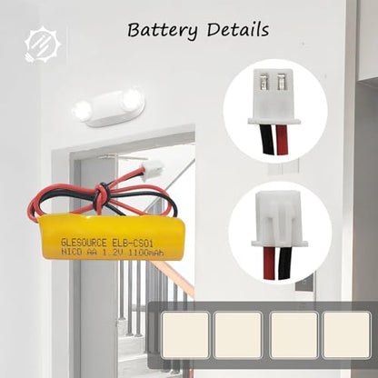 XUNTU ELB-CS01 1.2V Batteries Ni-CD AA Exit Sign Emergency Light Battery Replacement Compatible for Unitech OSA268,ELB-CS01, EXR EL 122 C4T (2 Pack) - size: 2 PCS 1100mAh
