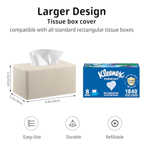 PUSU Extra Large Rectangular PU Leather Tissue Box Cover,Tissues Holder - color: Apricot