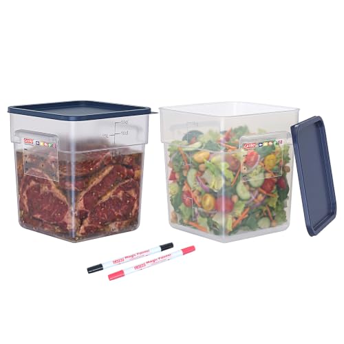 2 Pack 18 QT Commercial Food Storage Containers with Lids, BPA-Free Translucent Large Square Containers with Handles for Bulk Ingredients, Flour, Dough Rising and Pet Food Storage - size: 2 X 18.0(QT)