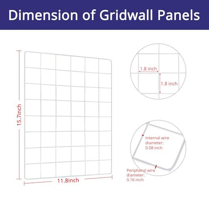 WELLCO Grid Wall Panels, 15.7" x 11.8" Portable Display Grid, Assembled with Extra Joining Clips and Hooks, 4 Pack, White - color: White, size: 15.7"x 11.8"(4pack)