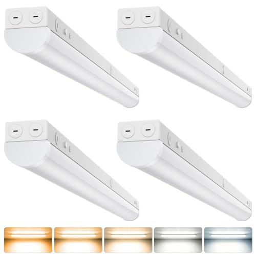 8FT LED Linear Strip Light, 100W/90W/80W/70W/50W 5 Wattage Adjustable, 2700K/3500K/4000K/5000K/5700K 5CCT Selectable, ETL Listed Dimmable Commercial 8ft LED Shop Light for Garage Workshop, 4 Pack - size: 8FT