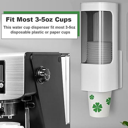 Cup Dispenser, Wall Mount Water Cooler Cups Holder Fit 3-5oz Cup - color: Gray