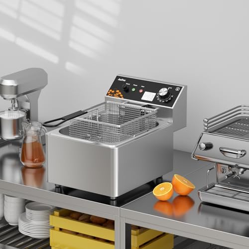 Commercial Deep Fryer 10.5Qt Countertop Fryer 1mm Thickened Stainless Steel - size: 10.56 Qt
