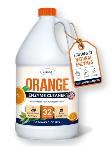 Multi-Purpose Probiotic Enzyme orange Cleaner, 1/2 Gallon (64 oz.) - Pet Stain and Odor Remover - Concentrated - Professional & Home Strength Drains, Floors, Bathrooms, Toilets Trash Can, Made in USA