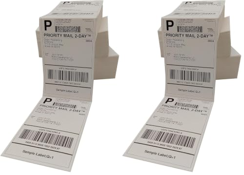 4x6 (100x150mm) Fanfold Direct Thermal Shipping Labels, 8 Stacks / 4000 Labels – Perforated, Compatible with Zebra, Rollo, UPS, FedEx (Pack of 2) - size: 8 Stacks | 4000 Labels (Pack of 2)
