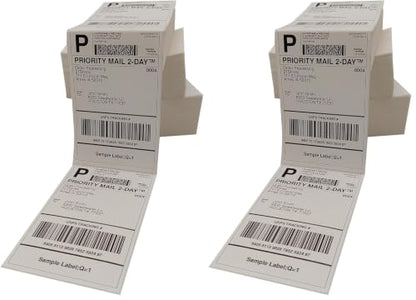 4x6 (100x150mm) Fanfold Direct Thermal Shipping Labels, 8 Stacks / 4000 Labels – Perforated, Compatible with Zebra, Rollo, UPS, FedEx (Pack of 2) - size: 8 Stacks | 4000 Labels (Pack of 2)