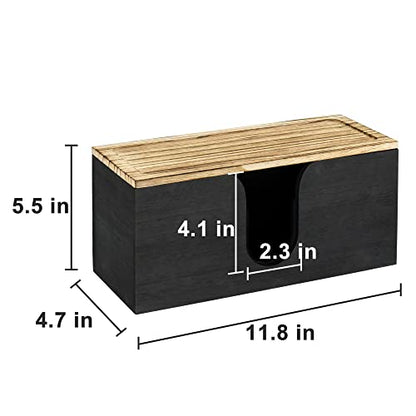 Solid Wood Paper Towel Dispenser Wall Mounted, Folded Paper Towel Holder with Lid, Commercial C-Fold, Z-Fold, Trifold Hand Paper Towel Holder Dispenser for Bathroom Kitchen Office - color: Black