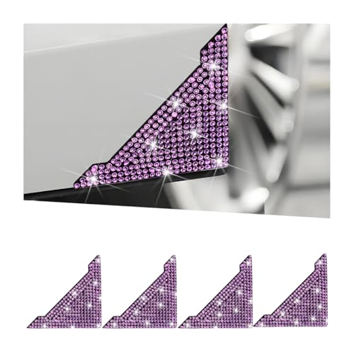 Bling Car Door Corner Edge Guard, 4PCS Anti-Collision Crystal Rhinestone Vehicle Door Edge Bumper Protector Sticker, Automotive Decorative Accessories, Universal for SUV Truck Sedan (Pink) - color: Pink