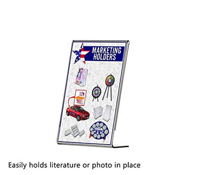 Marketing Holders 2 Pack Acrylic Sign Holder for 4" x 6" Literature Clear Slanted Plexiglass Countertop Graphic Image Side Load Display for Retail Stores Hotels Offices and Restaurants - size: 4"w x 6"h
