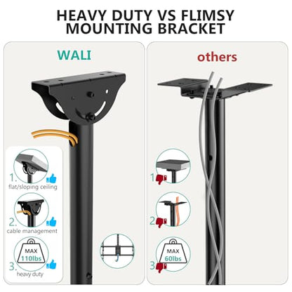 WALI Ceiling TV Mount for Most 37-80 inch LCD LED OLED 4K TVs, up to 110lbs - color: Black (600x400mm), size: 3 feet