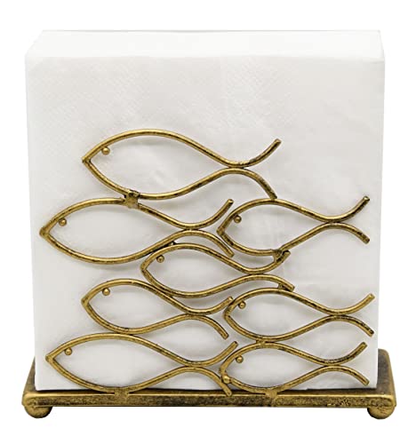 OwlGift Fish Design Napkin Holder, Ocean Serviette Dispenser, Marine Cocktail Tissue Storage Organizer, Mail Letter Sorter Rack, Document File Organizer – Bronze - color: Bronze