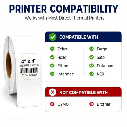8 Rolls 4" x 4" Direct Thermal Labels 350 Labels/Roll
