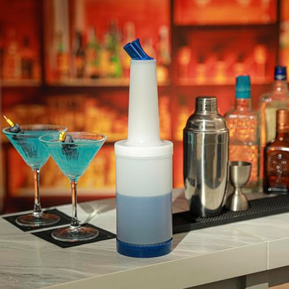 Restaurantware Plastic Storage Container Bottle, Quick Pour, 1 qt - color: Blue, size: 32 Ounces