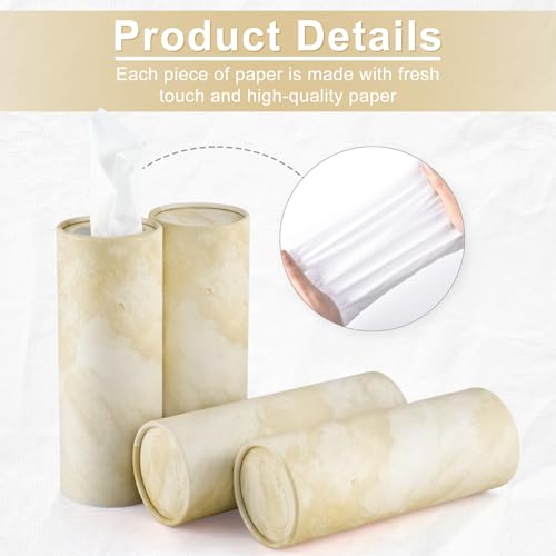 SINGARO Car Tissue Holder, 4 Pack Car Cup Holder Facial Tissues with Travel Tissue Bag, Quick and Convenient Flower Combination Box(4 Canisters/200 Tissues) Beige - color: beige