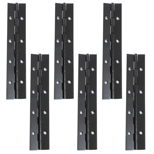 Hordion 6Pcs 8" Piano Hinge Heavy Duty Black Continuous Hinge 0.04" Thick