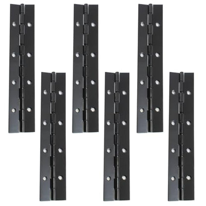 Hordion 6Pcs 8" Piano Hinge Heavy Duty Black Continuous Hinge 0.04" Thick