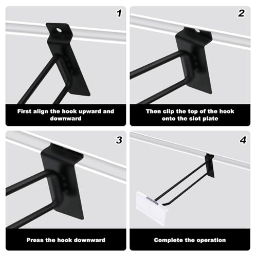 CNQLIS 25 Pack 8 Inch Slatwall Hooks with Label Holder