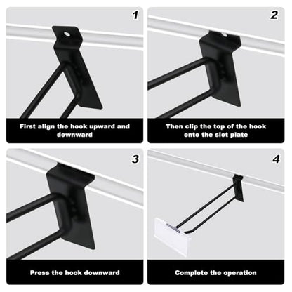 CNQLIS 25 Pack 8 Inch Slatwall Hooks with Label Holder