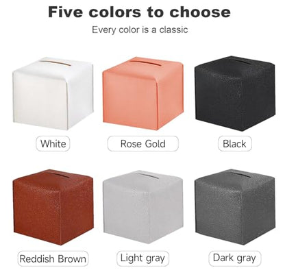 2 Pack 5"x5"x5" Square PU Leather Tissue Box Holders for Home & Office - color: Black