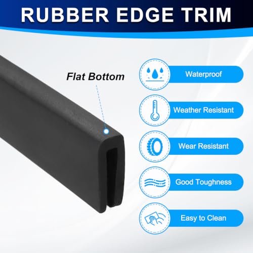 PATIKIL U Channel Rubber Edge Trim 3.3Ft Long for 1/64"–1/16" Thick Edge - size: 3.3Ft L x 3/16" W, 1/16" Slot