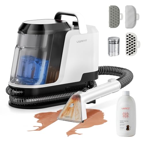 Uwant Carpet Cleaner Machine 18Kpa Portable Carpet Cleaner for Cars Couch, 2in1 Water Tank Upholstery Cleaner, Spot Cleaner with Cleaning Tools, 2.4 Liter Set of 1 - color: White-Cappuccino