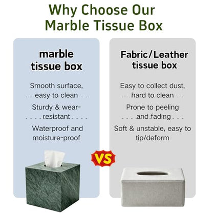 Marble Tissue Box Holder Cover with Open Bottom for Bathroom - color: Indian Green
