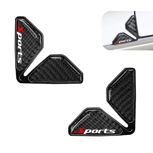 2 PCS Car Door Corner Edge Guards, Thickened PVC Anti-collision Door Corner Protector, Carbon Fiber "Sports" Label Decorative Cover, Self-adhesive Exterior Accessory for Cars (Black) - color: Black #01