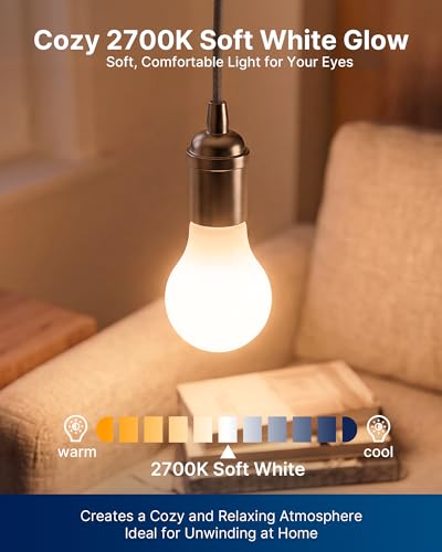 FLSNT A19 LED Bulbs, 7W 60W Equivalent Dimmable 2700K CRI90 E26 Base 8 Pack - color: Frosted 60w 2700k Soft White, size: 8 Count (Pack of 1)