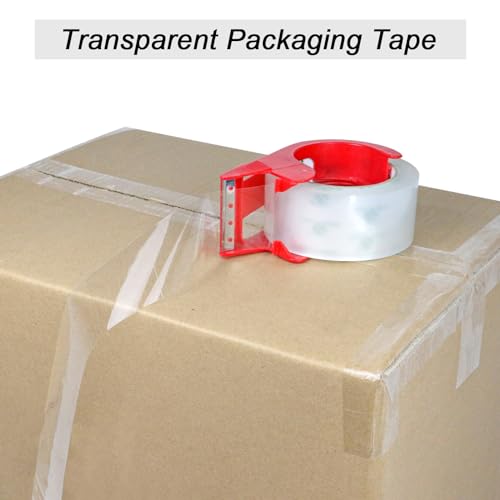 BOMEI PACK 12 Rolls Clear Packing Tape, Heavy Duty Packaging Tape with Dispenser,1.88In x 55Yd,2.4Mil Thick Industrial Grade Transparent Tape Refills for Shipping,Moving,Sealing and storages