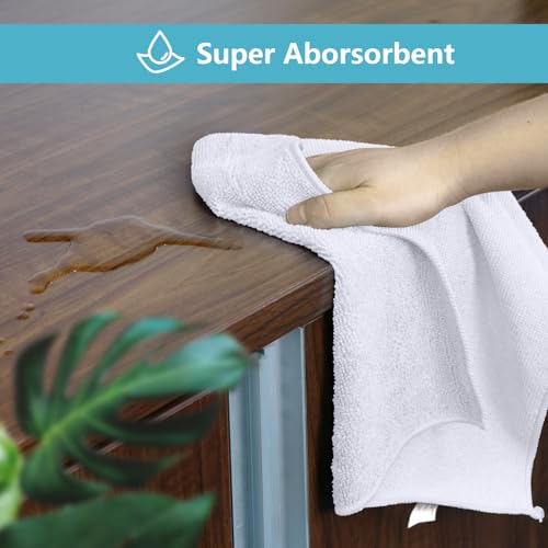 HOMEXCEL 100PK Microfiber Cleaning Cloth, Cleaning Rag for Home, 11.5x11.5 - color: White