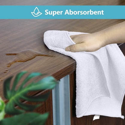 HOMEXCEL 100PK Microfiber Cleaning Cloth, Cleaning Rag for Home, 11.5x11.5 - color: White