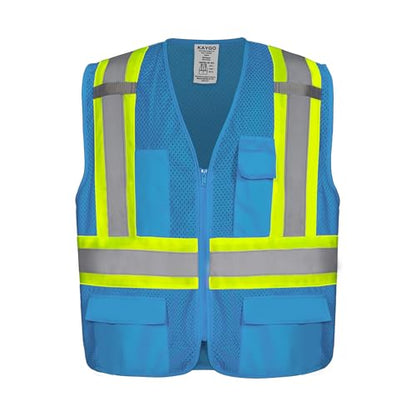 KAYGO Reflective High Vis Safety Vest with Pockets for Men and Women KG0100 - color: Blue, size: Medium