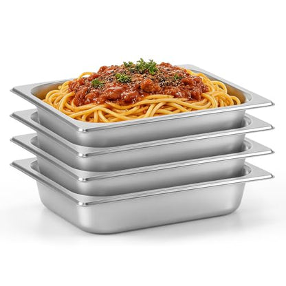Dyna-Living Hotel Pans 1/2 Half Size Pans 4 Pack Steam Table Pans - color: Without Lids, size: 2.5 Inch Deep