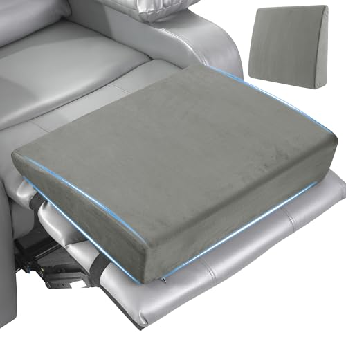 MABOZOO Wedge Recliner Leg Pillow, Foam Extra Large Foot Rest Cushion with Adjustable Straps, Recliner Footrest Extender Leg Elevation Pillow Wedge Pillow for Recliner, Bed, Sofa, Couch (Gray) - color: Gray