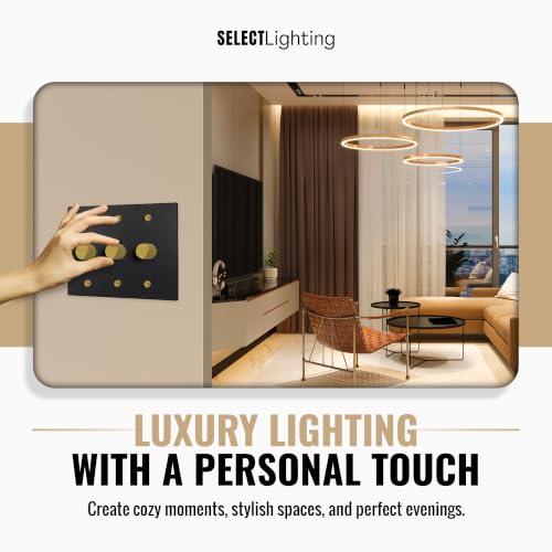 SELECT 3 Gang Solid Brass Rotary Dimmer Switch, 3-Way & 1-Way Compatible - color: Black with Brass, size: 3 Gang, style: 1/3-Way Dimmer