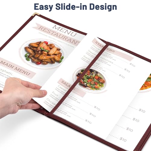 WeChef 30 Pack Restaurant Menu Covers 8.5 x 11" Book Style 3 Pages 6 Views - size: 8.5" x 11" - Book - 6 Views