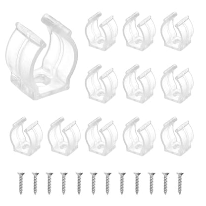MECCANIXITY T5 U Clips Holder Bracket Fluorescent Tube Light Fixture Plastic Pipe Clamps with Screws for LED Bulbs Ceiling Lamp, Clear, Pack of 12 - size: T5