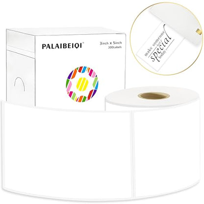 3x5 Inch Thermal Labels,Rectangle Sticker,300PCS Water & Oil Proof Shipping Labels with Strong Adhesive,Compatible with Zebra & Rollo,for Moving Boxes,Small Business & Inventory,White - color: White