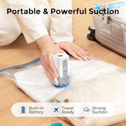 ETENWOLF 4 Combo Vacuum Storage Bags for Travel with Wireless Pump - size: 4 Combo Size-E